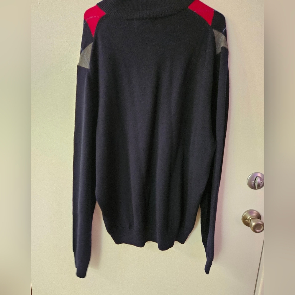 Brooks Brothers Men's Zip-Up Argyle Sweater - Red, Gray, and Black - Picture 4 of 5